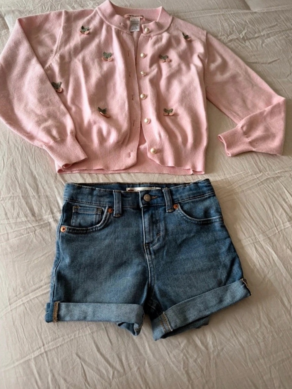 Levi's Rib-Friendly Short Girls 6/6X Pink & Blue Matching Set Like New